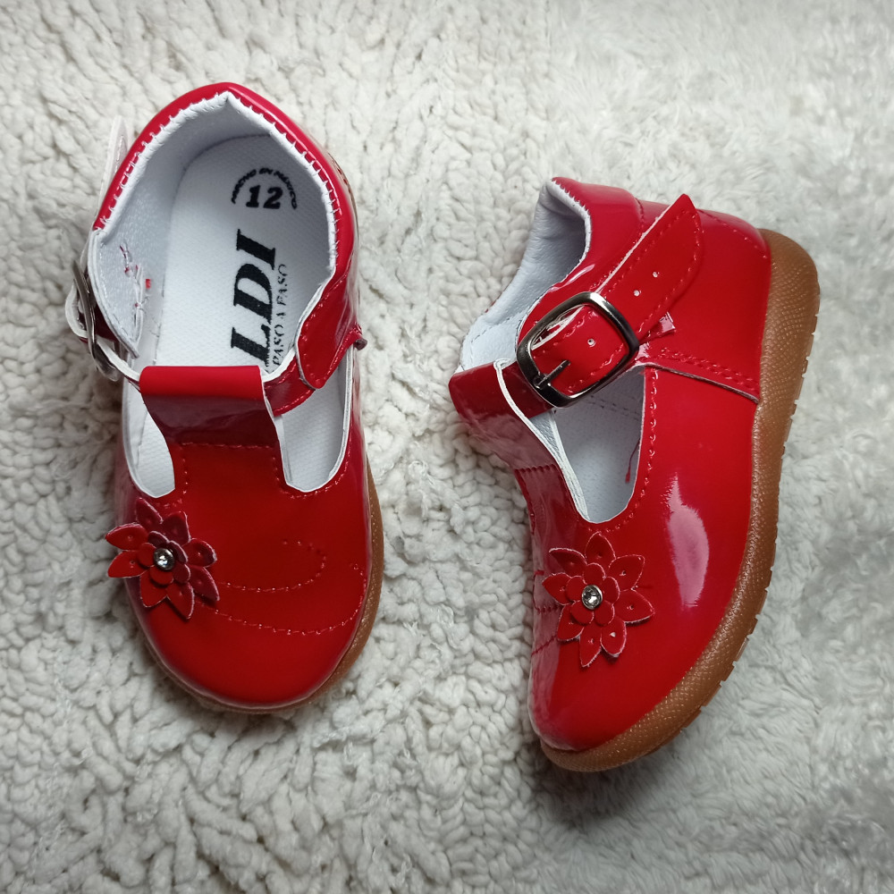 Red And Flower Shoes For Girls / Blooming Girl Shoes / Floral Fantasy Footwear